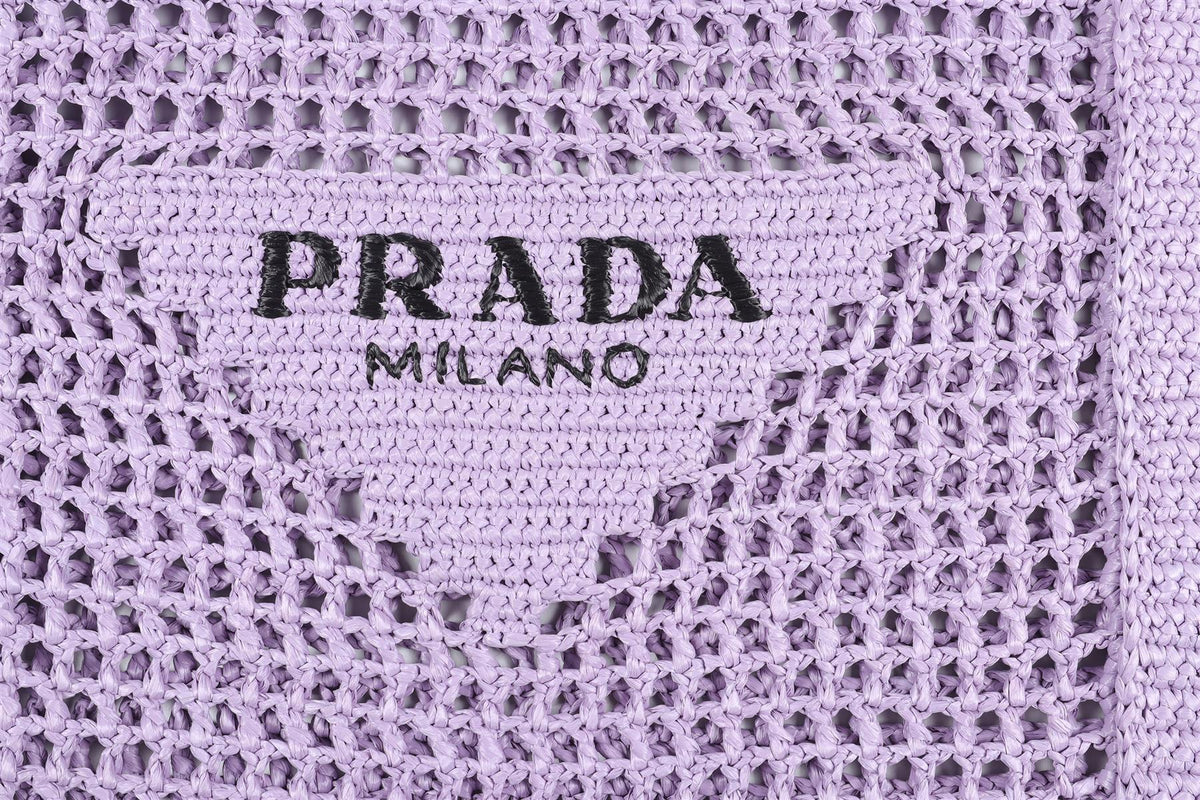 PRADA PURPLE RAFFIA TOTE BAG