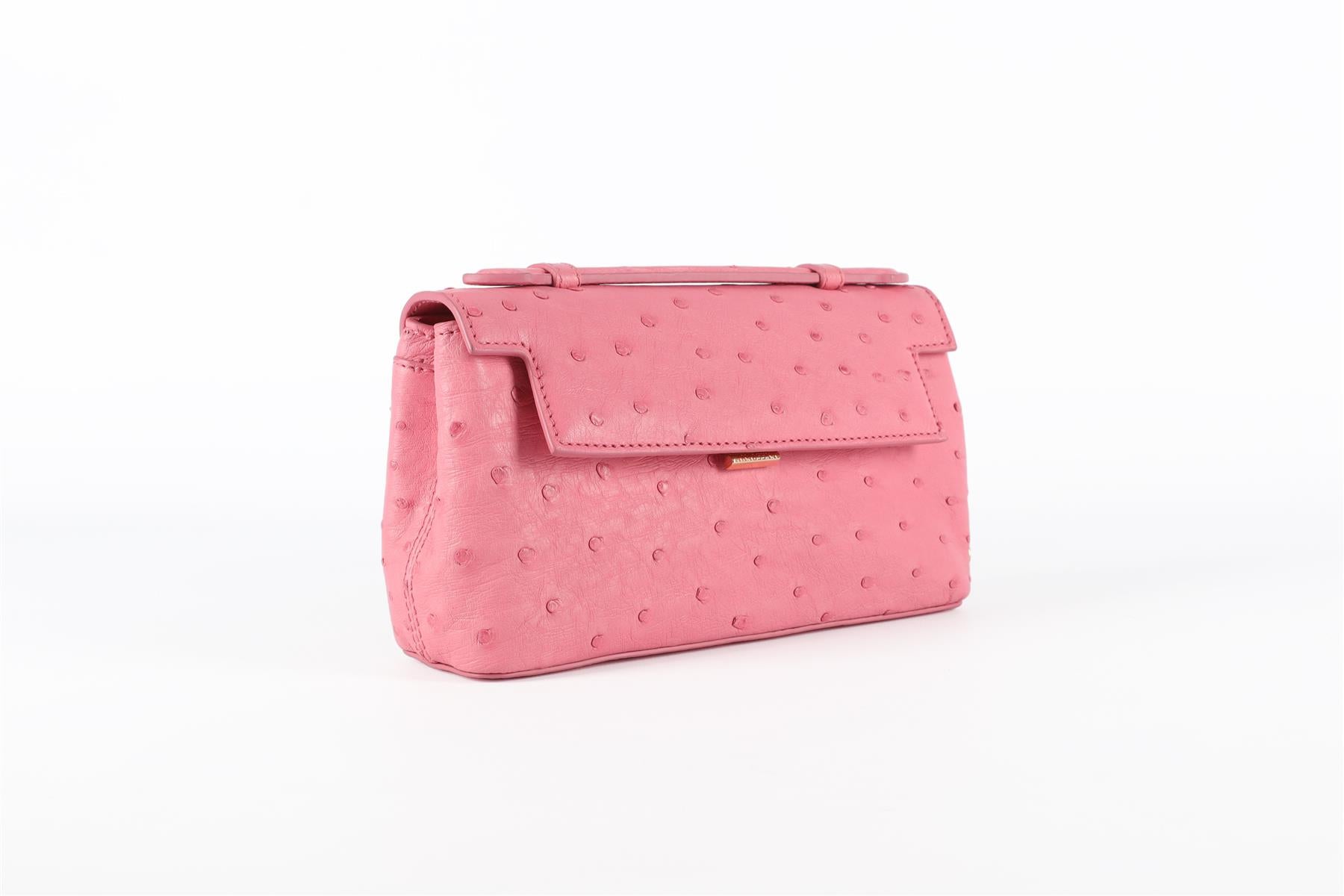 ANALEENA PINK OSTRICH LEATHER CLUTCH