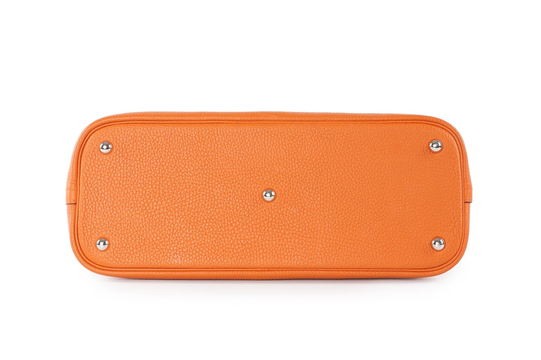 HERMÈS  ORANGE 2005 BOLIDE 35 CM CLEMENCE LEATHER TOTE BAG IN ORANGE