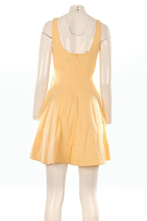 STAUD YELLOW COTTON MINI DRESS US 4 UK 8