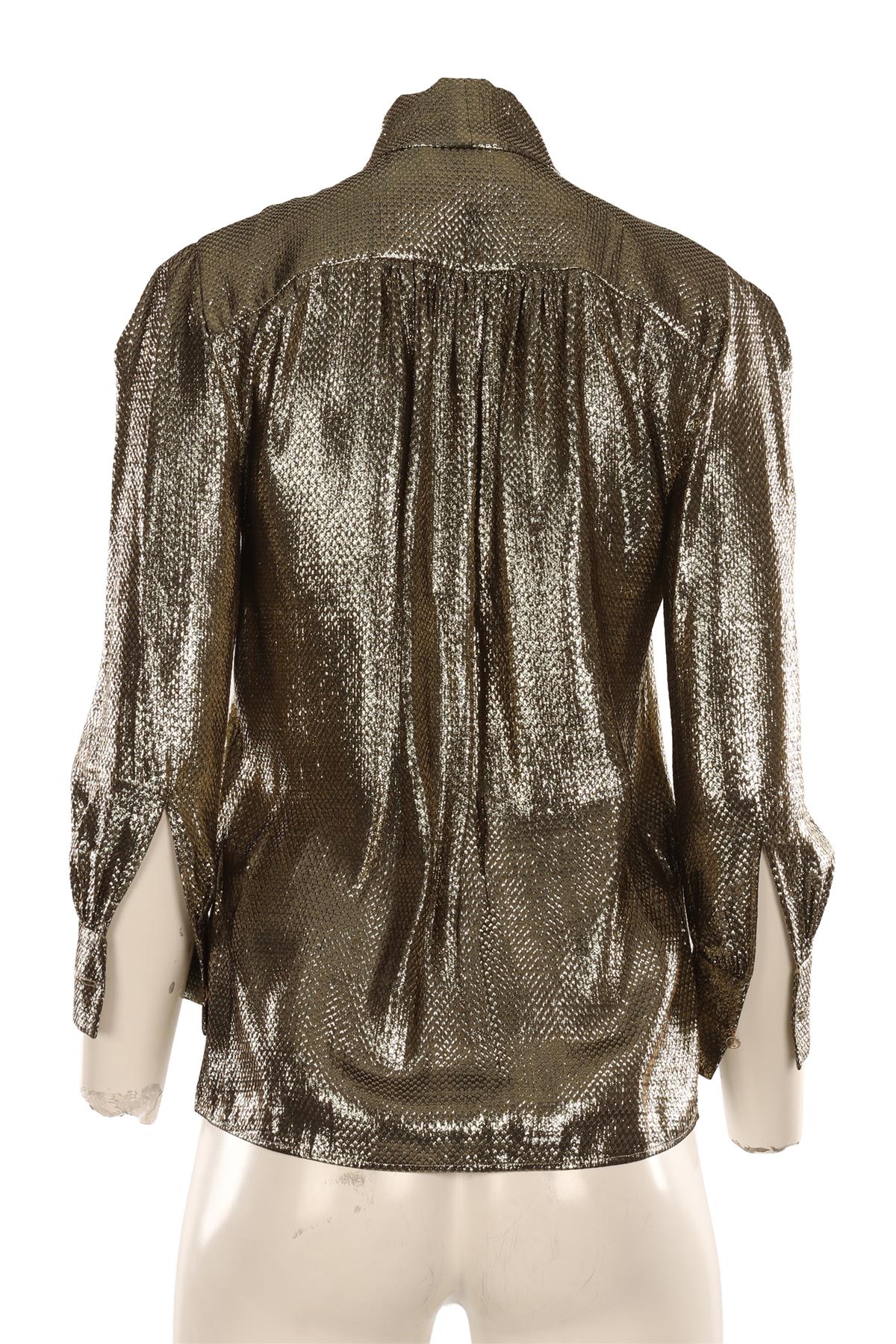 ALBERTA FERRETTI GOLD SILK TOP IT 38 UK 6