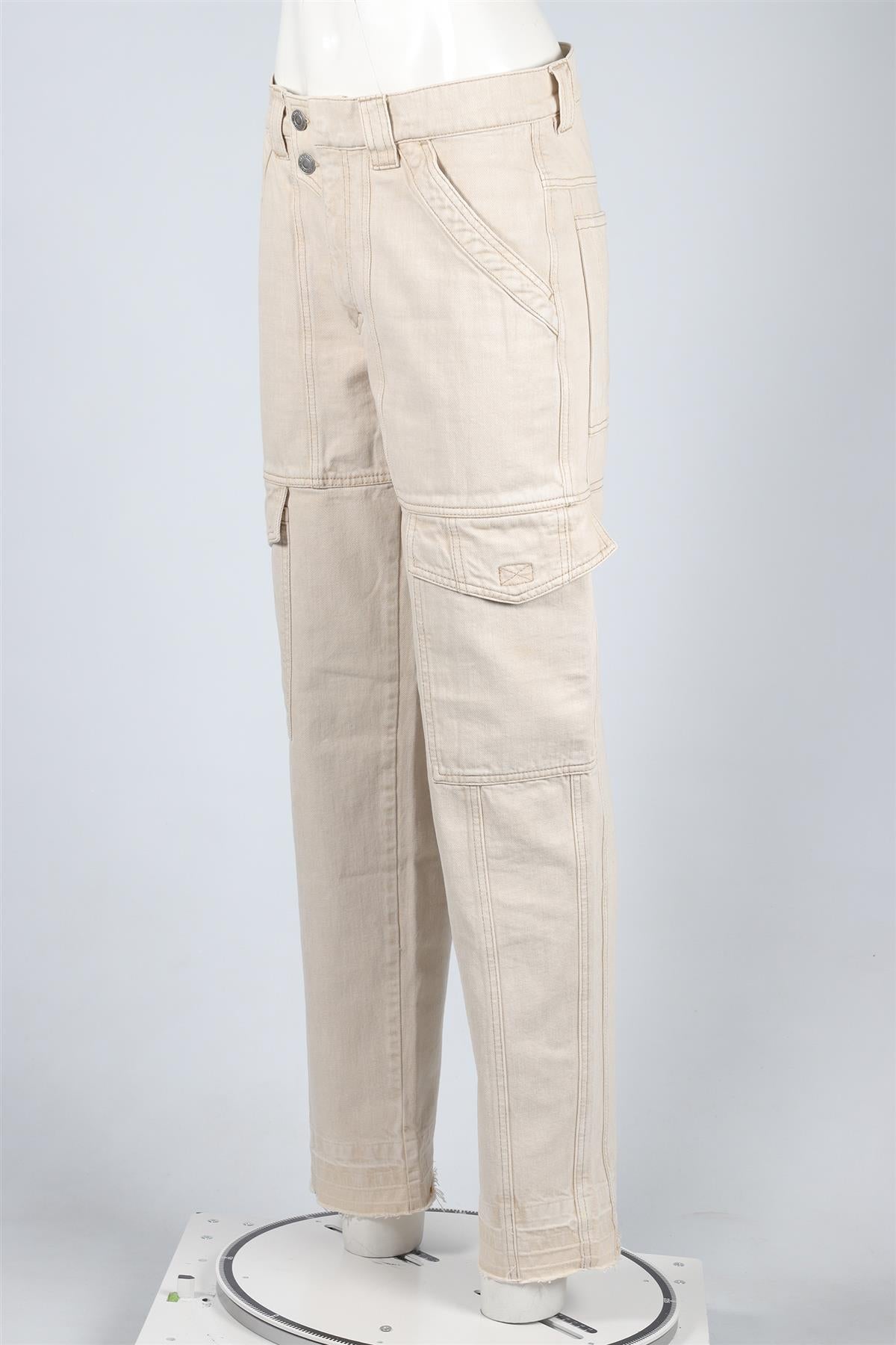 ISABEL MARANT ÉTOILE CREAM COTTON CARGO PANTS FR 38 UK 10