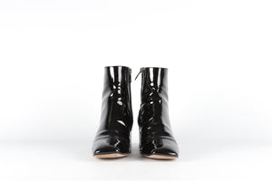 GIANVITO ROSSI BLACK PATENT LEATHER ANKLE BOOTS EU 39 UK 6 US 9