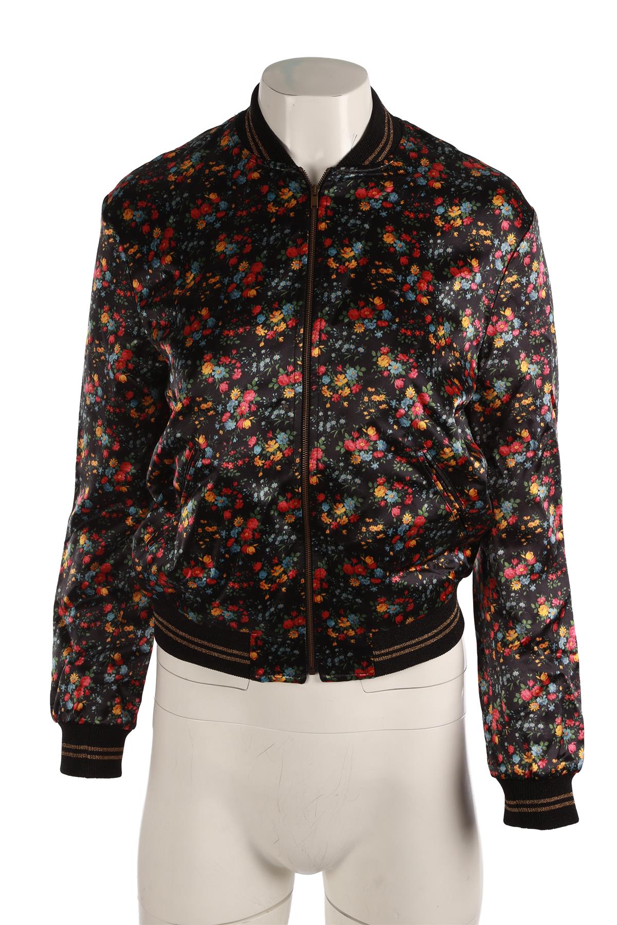 SAINT LAURENT MULTI SILK BOMBER JACKET FR 34 UK 6