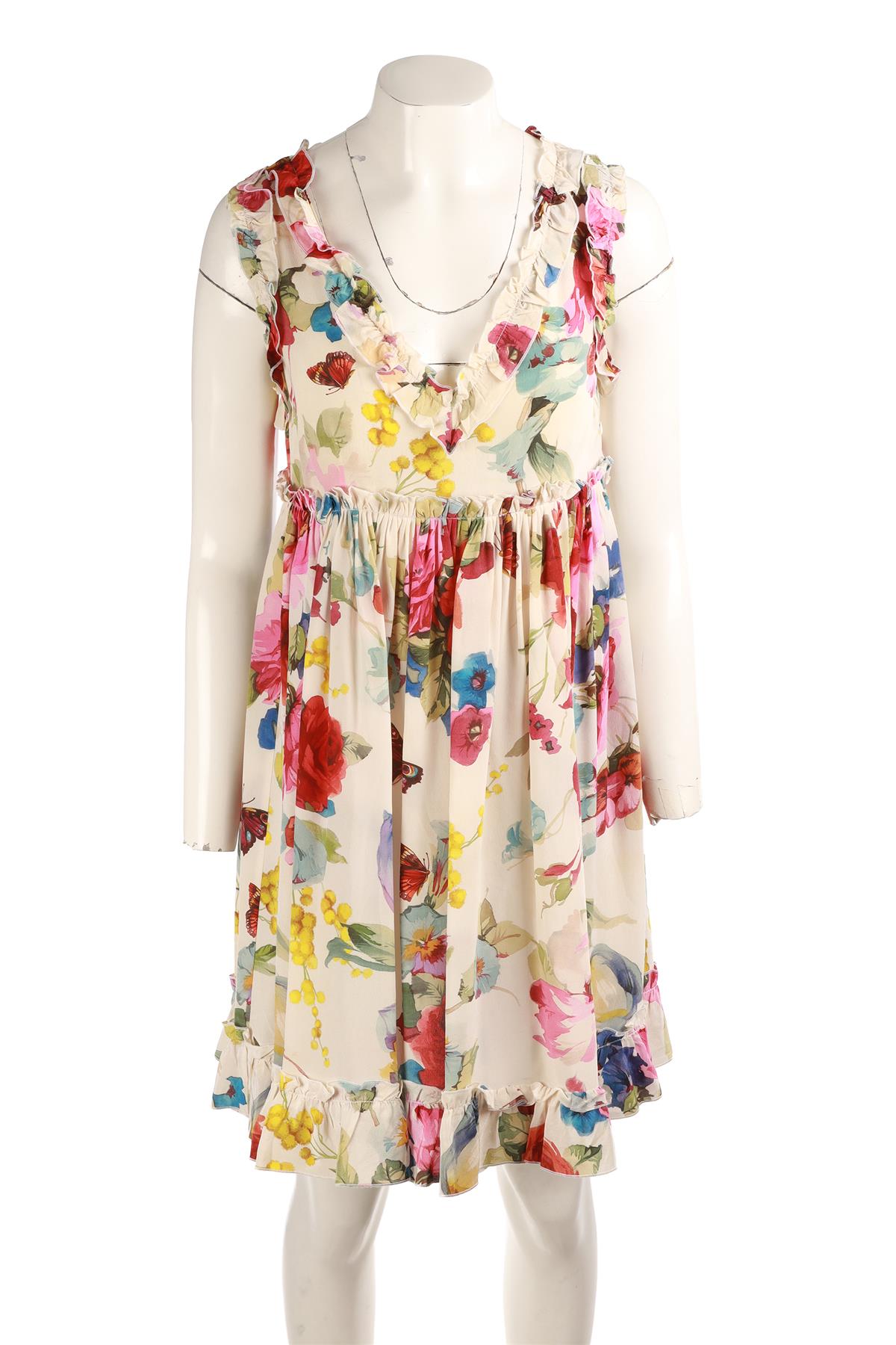 DOLCE & GABBANA MULTI SILK MINI DRESS IT 40 UK 8