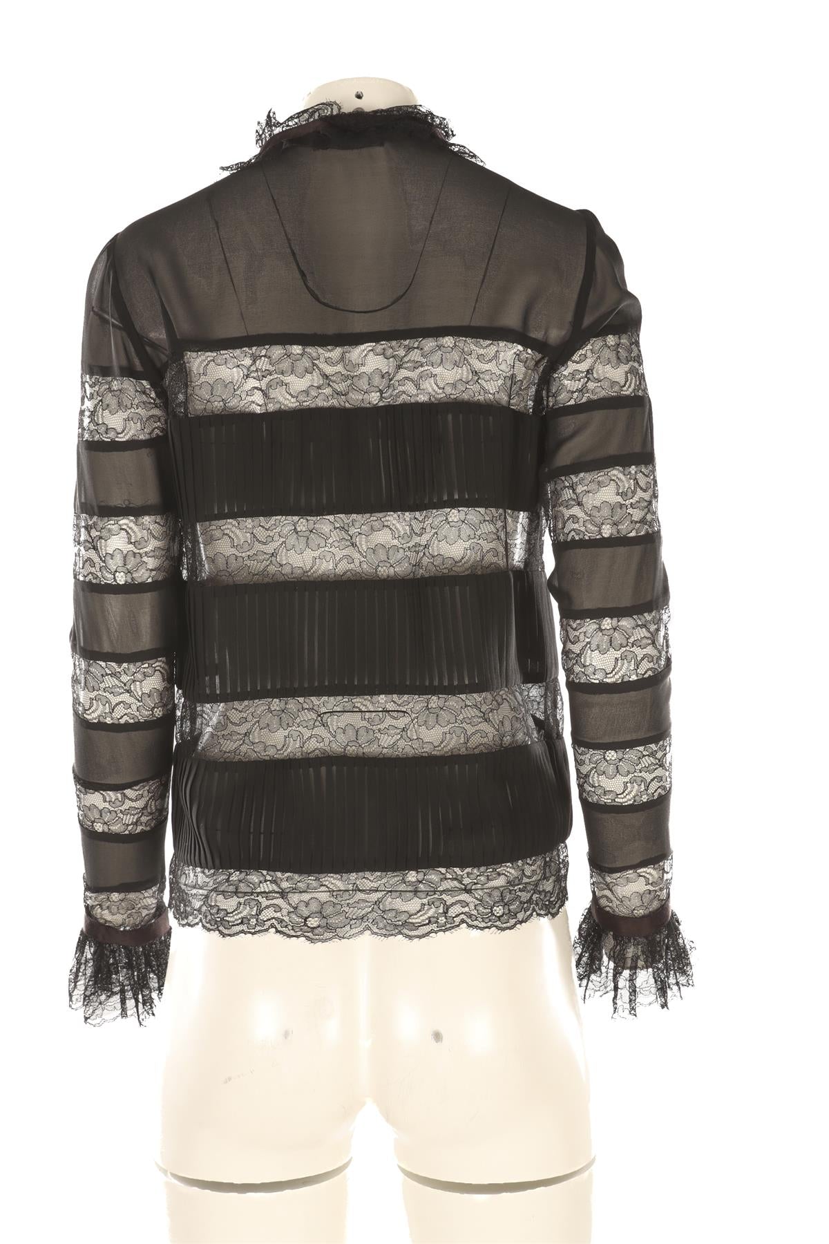 CHANEL BLACK VINTAGE SILK TOP FR 38 UK 10
