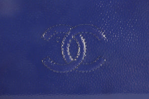 CHANEL BLUE 2014-2015 CC PATENT LEATHER WALLET