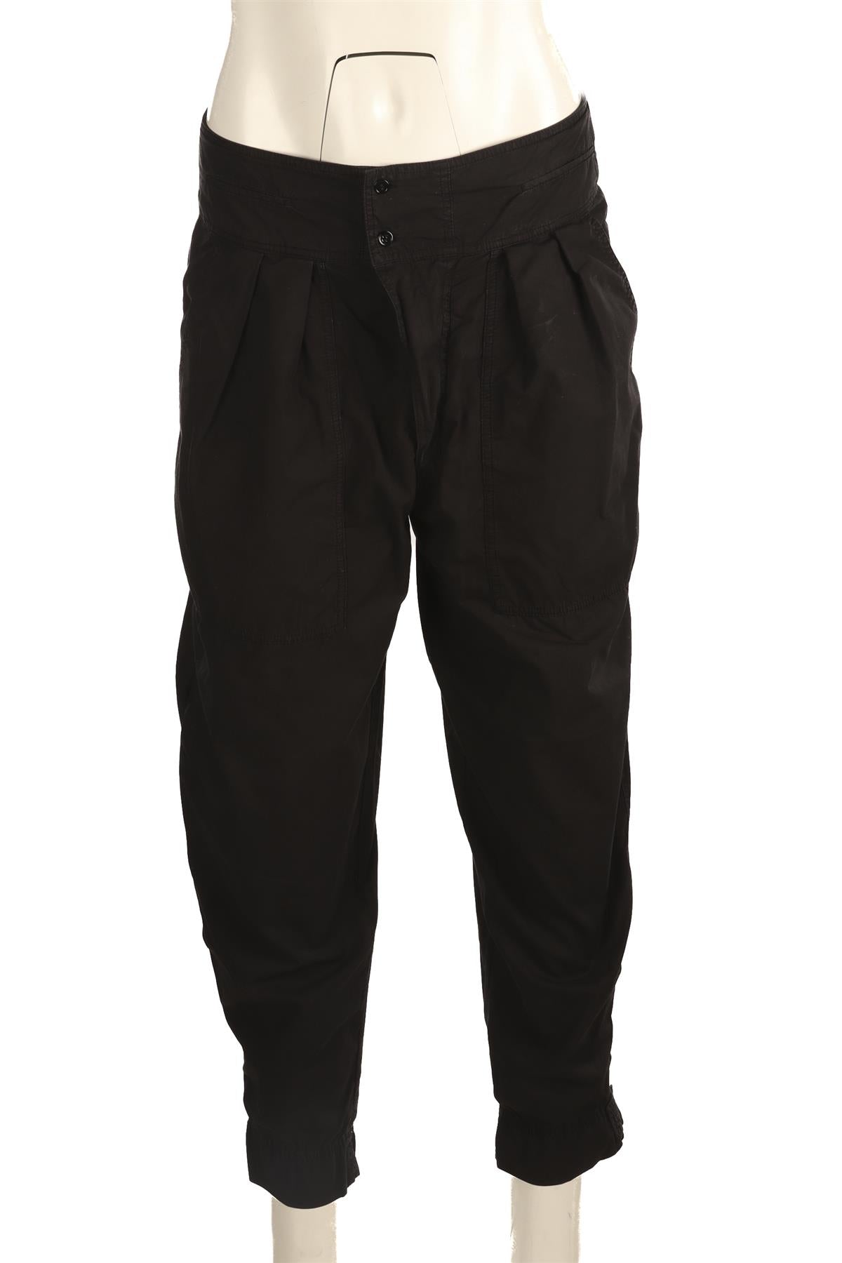 ISABEL MARANT ÉTOILE BLACK COTTON TAPERED PANTS FR 42 UK 14