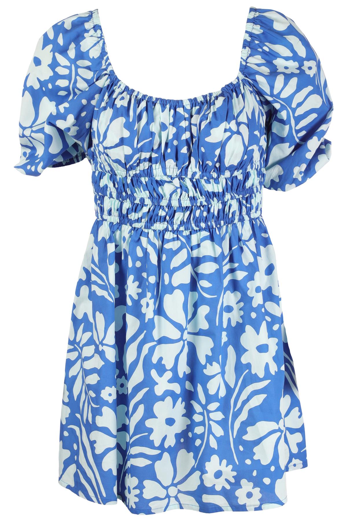 FAITHFUL THE BRAND BLUE COTTON MINI DRESS MEDIUM