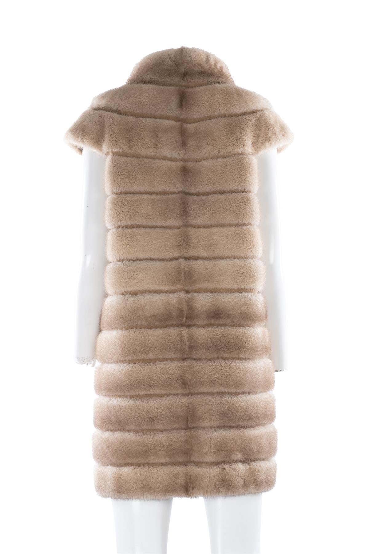 PINKO BEIGE MINK FUR COAT IT 40 UK 8