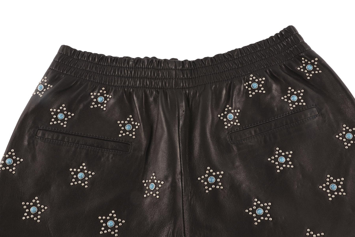 VALENTINO BLACK LEATHER SHORTS IT 42 UK 10