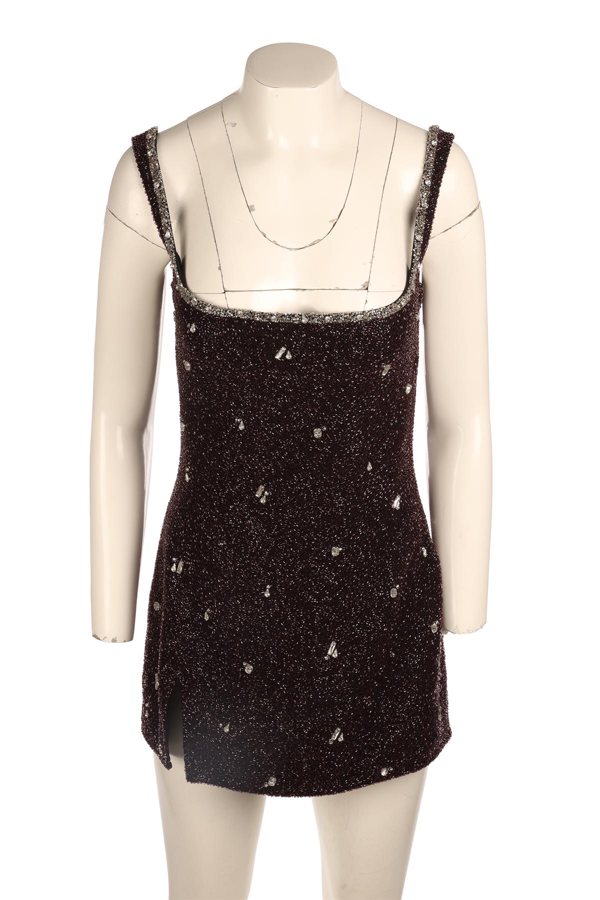 CLIO PEPPIATT BURGUNDY BEADED MINI DRESS SMALL