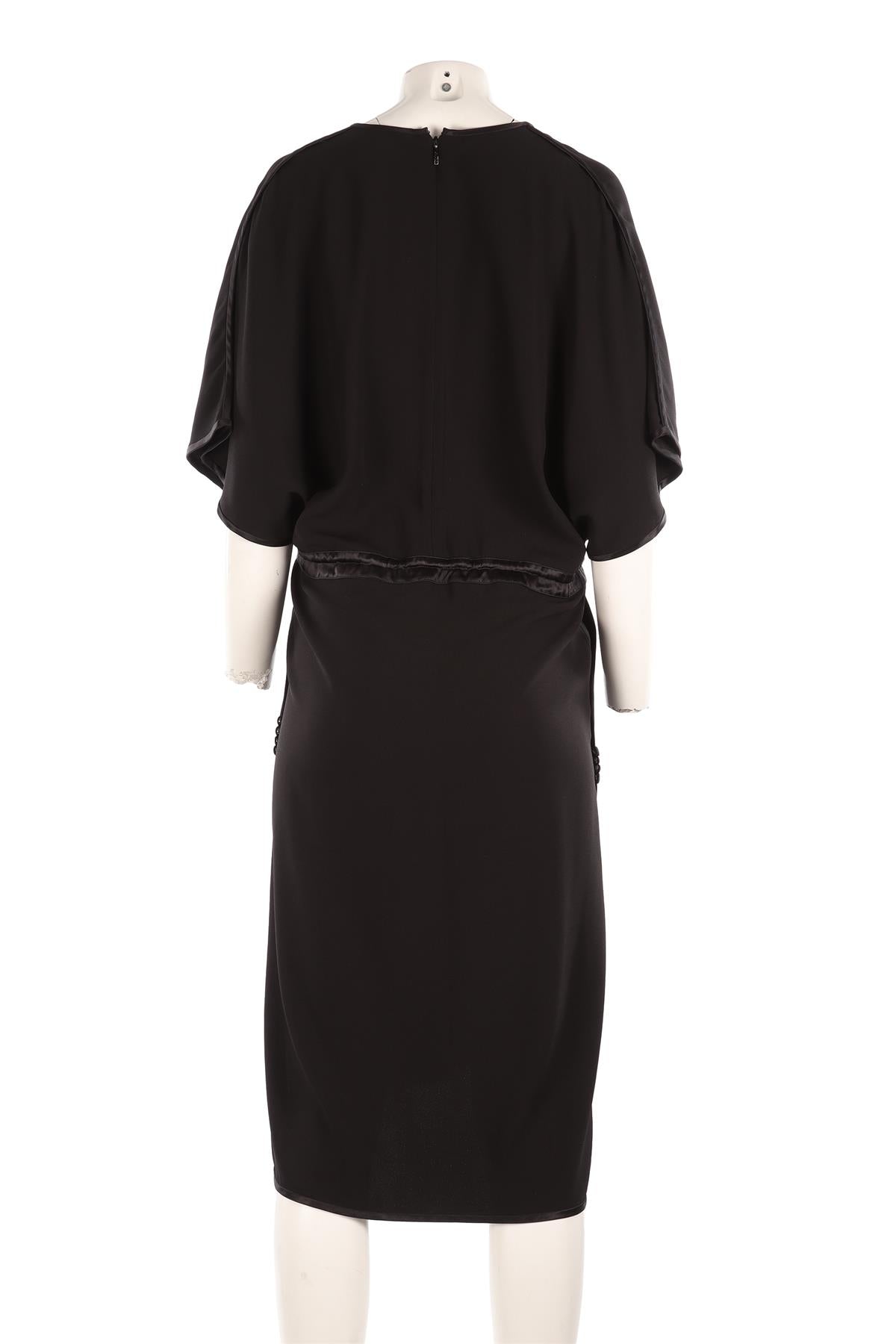 GUCCI BLACK SILK MIDI DRESS IT 42 UK 10