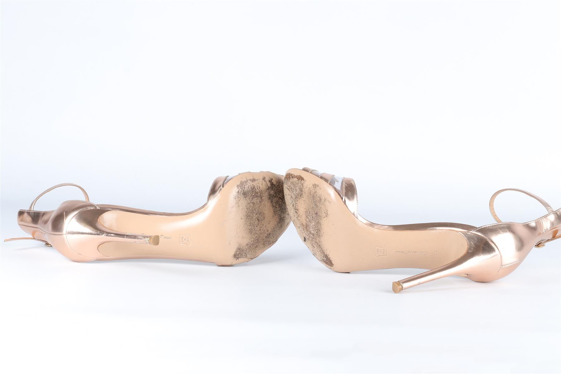 GIANVITO ROSSI GOLD LEATHER SANDALS EU 38 UK 5 US 8