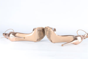 GIANVITO ROSSI GOLD LEATHER SANDALS EU 38 UK 5 US 8