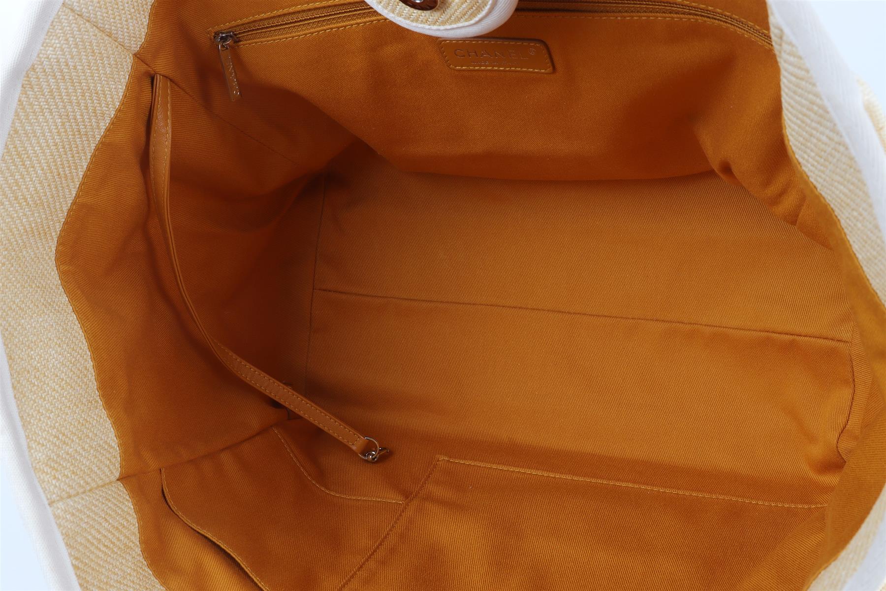 CHANEL YELLOW 2014 DEAUVILLE MEDIUM RAFFIA TOTE BAG
