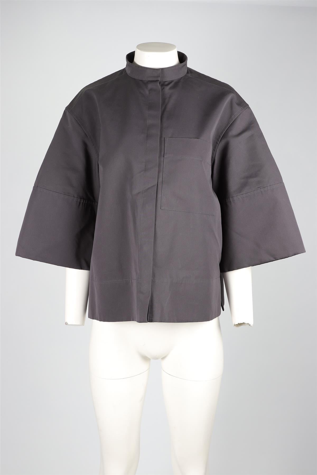 JIL SANDER GREY COTTON SHIRT FR 36 UK 8
