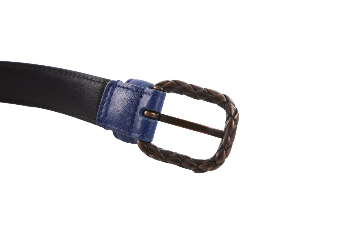 BOTTEGA VENETA BLUE LEATHER BELT 90CM
