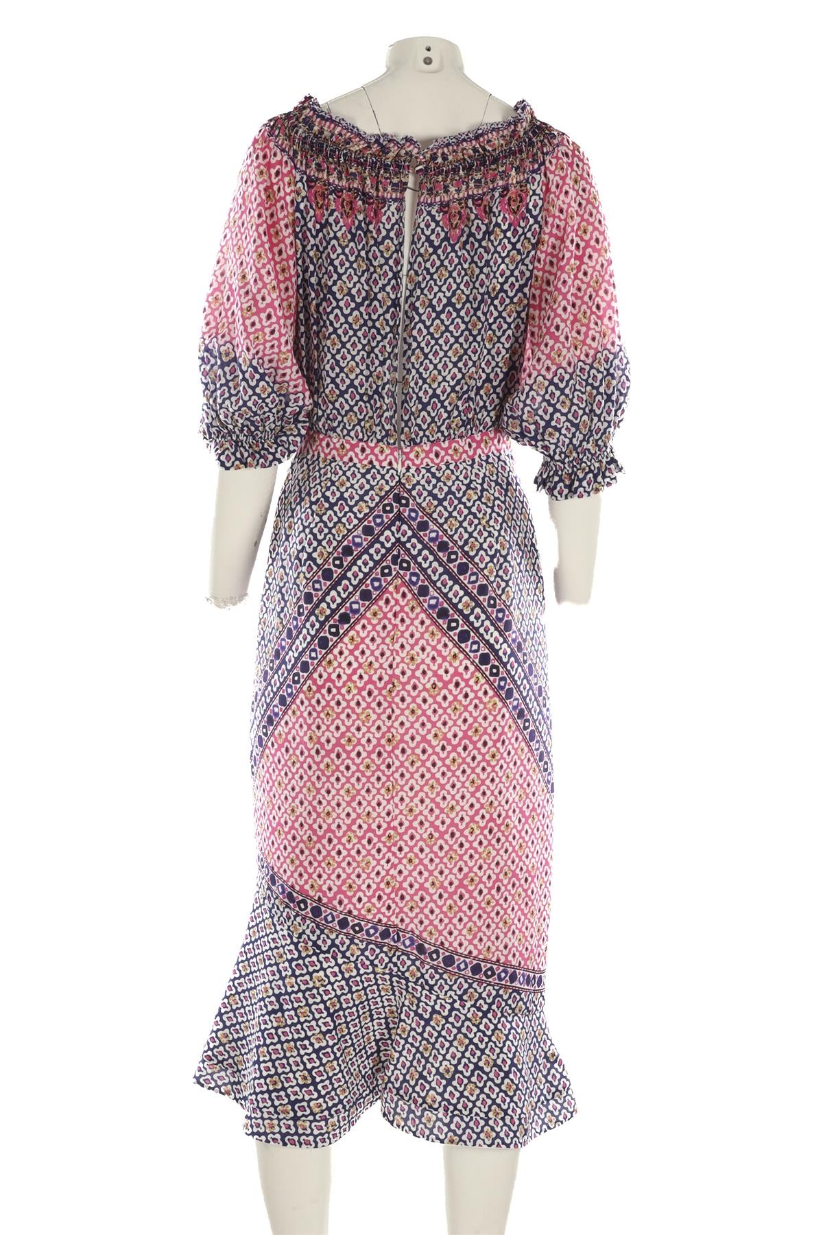 SALONI MULTI SILK MIDI DRESS UK 12