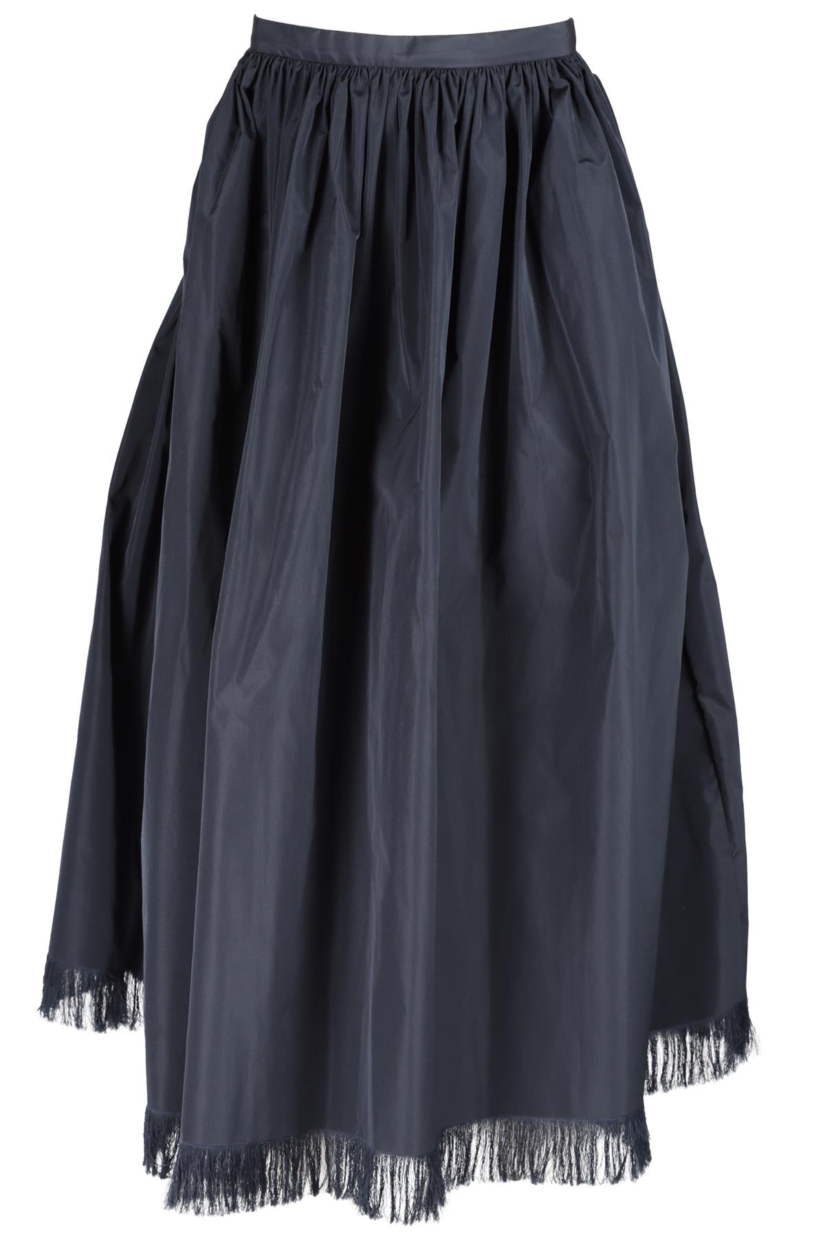 CHRISTIAN DIOR NAVY GROSGRAIN MIDI SKIRT FR 40 UK 12