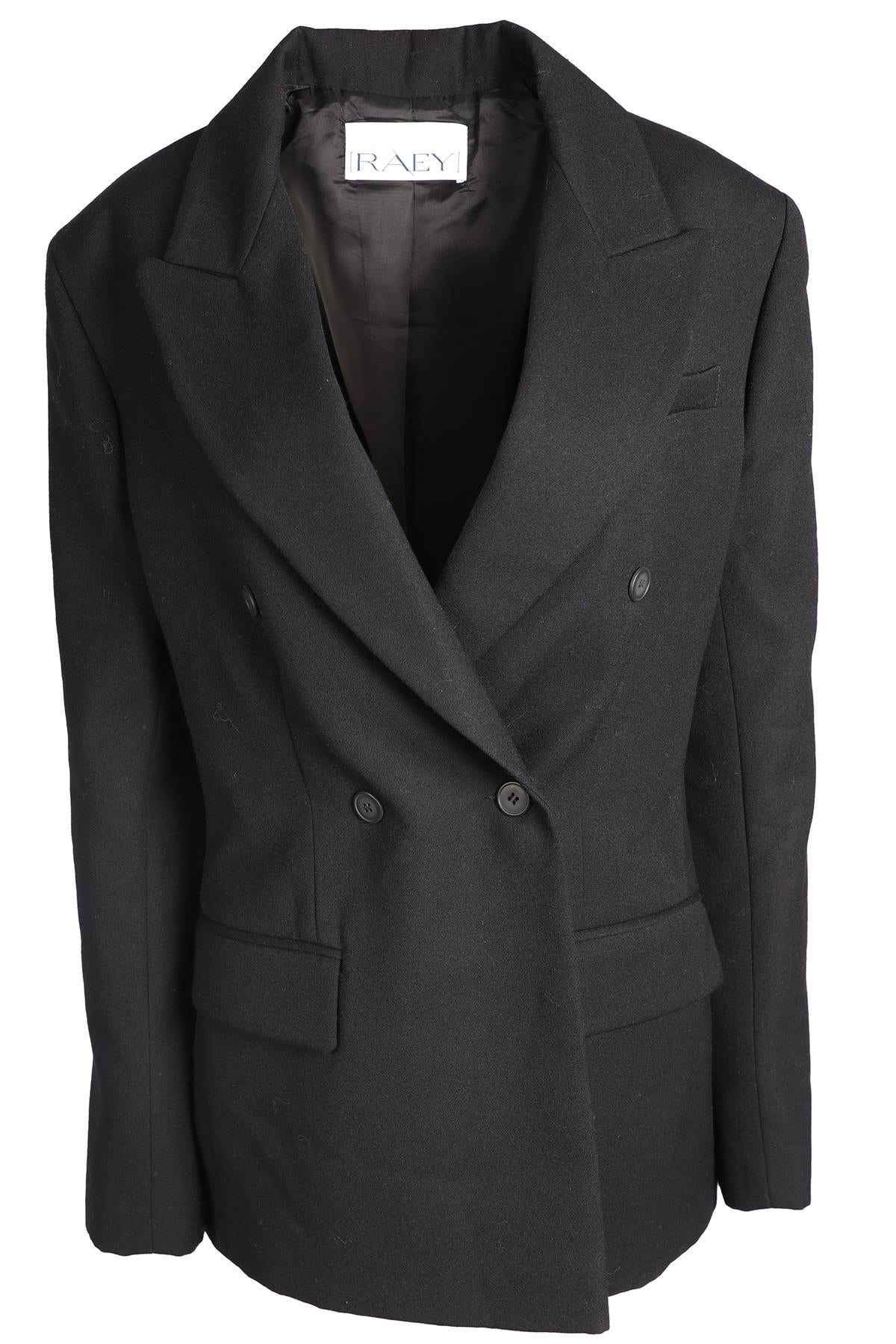 RAEY BLACK WOOL BLAZER UK 12