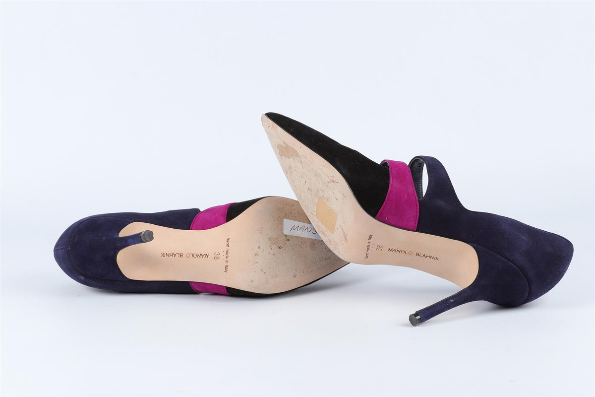 MANOLO BLAHNIK BLACK SUEDE PUMPS EU 38 UK 5 US 8