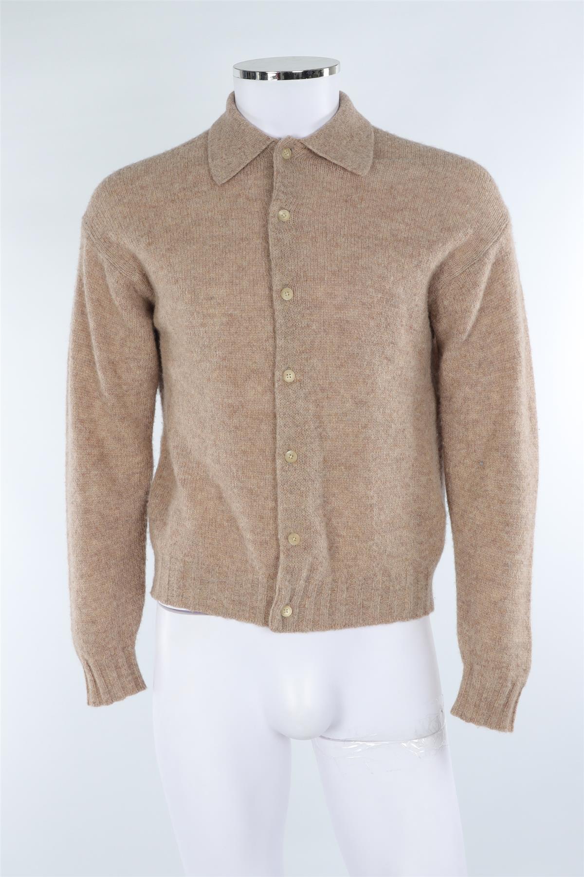AURALEE BEIGE MEN'S WOOL CARDIGAN 3 UK/US 38
