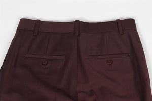 THEORY BURGUNDY WOOL BLEND STRAIGHT LEG PANTS US 2 UK 6