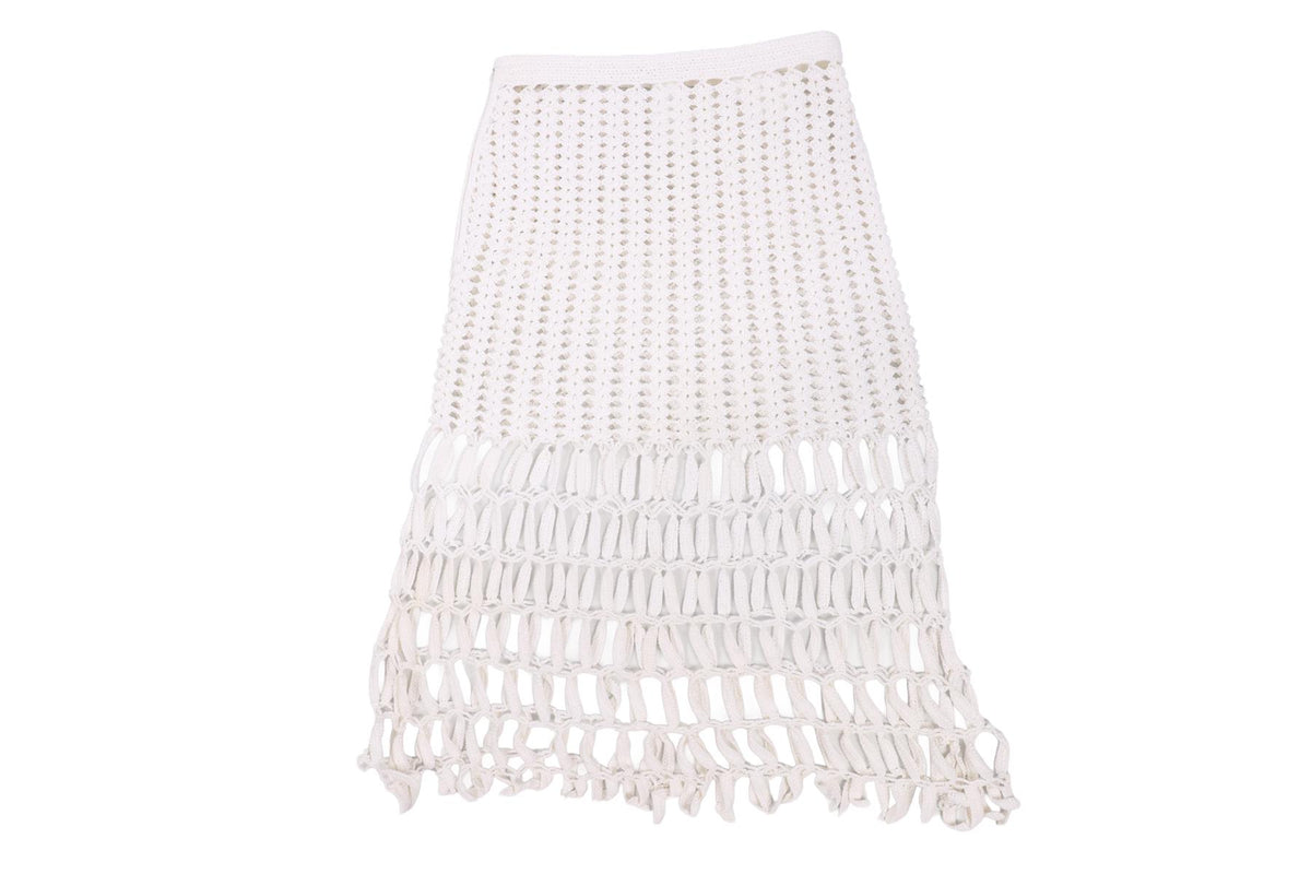 ROSETTA GETTY WHITE CROCHET MIDI SKIRT US 2 UK 6