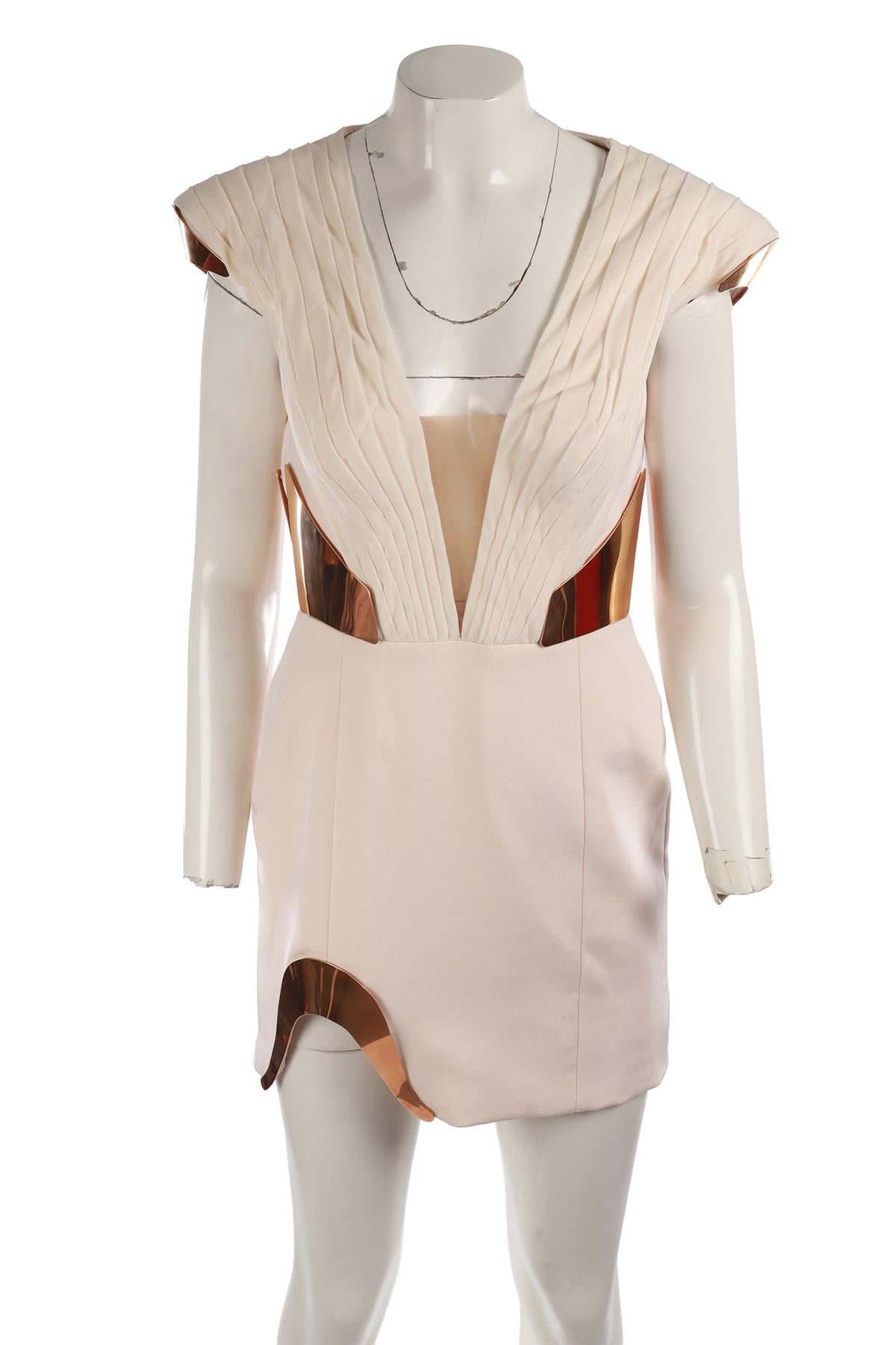 RALPH & RUSSO CREAM SILK DRESS MEDIUM