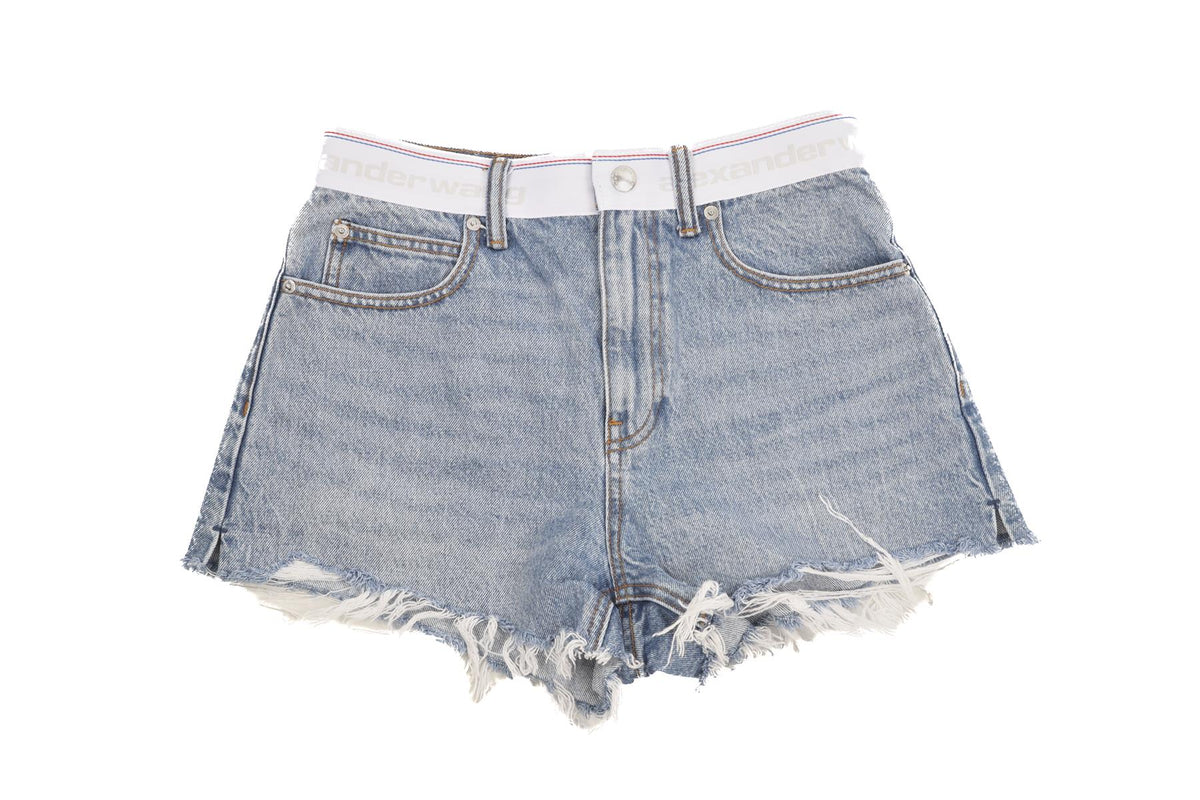 ALEXANDER WANG BLUE HIGH RISE DENIM SHORTS W26 UK 8
