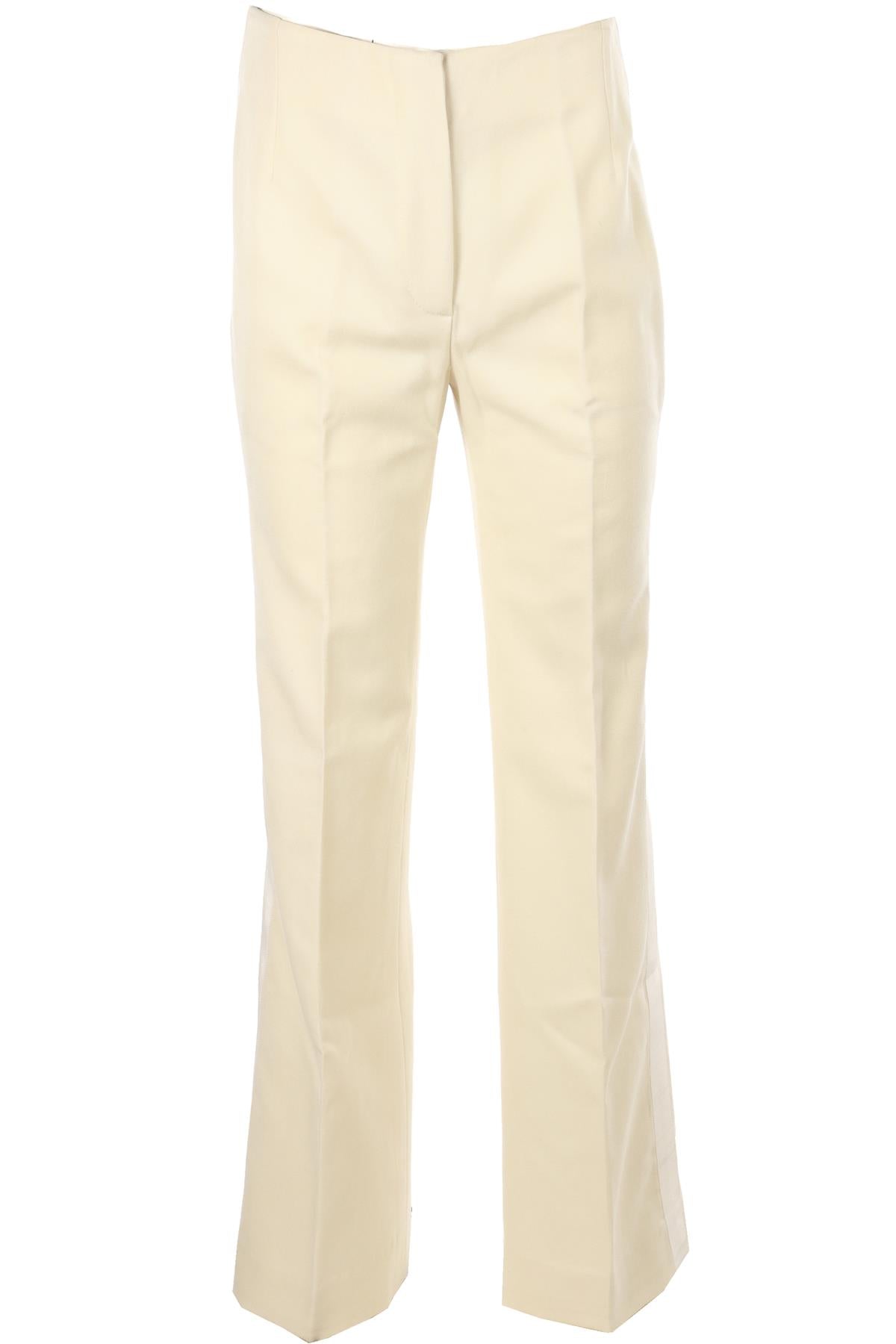 CREAM WOOL WIDE LEG PANTS