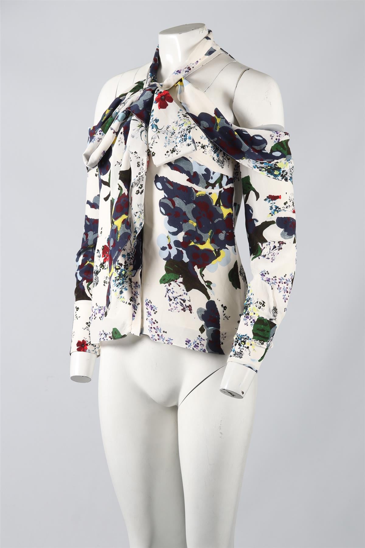 ERDEM FLORAL PRINT SILK TOP UK 8