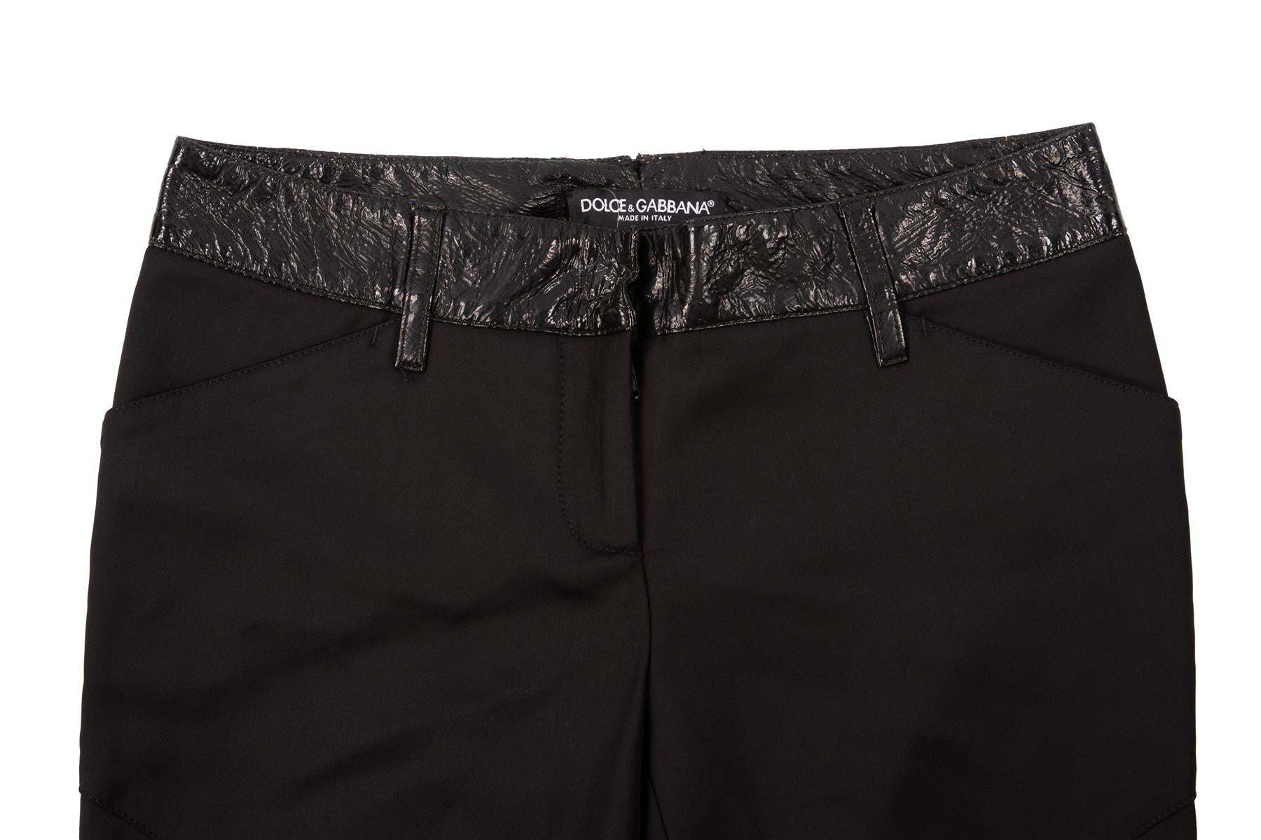 DOLCE & GABBANA BLACK COTTON STRAIGHT LEG PANTS IT 38 UK 6