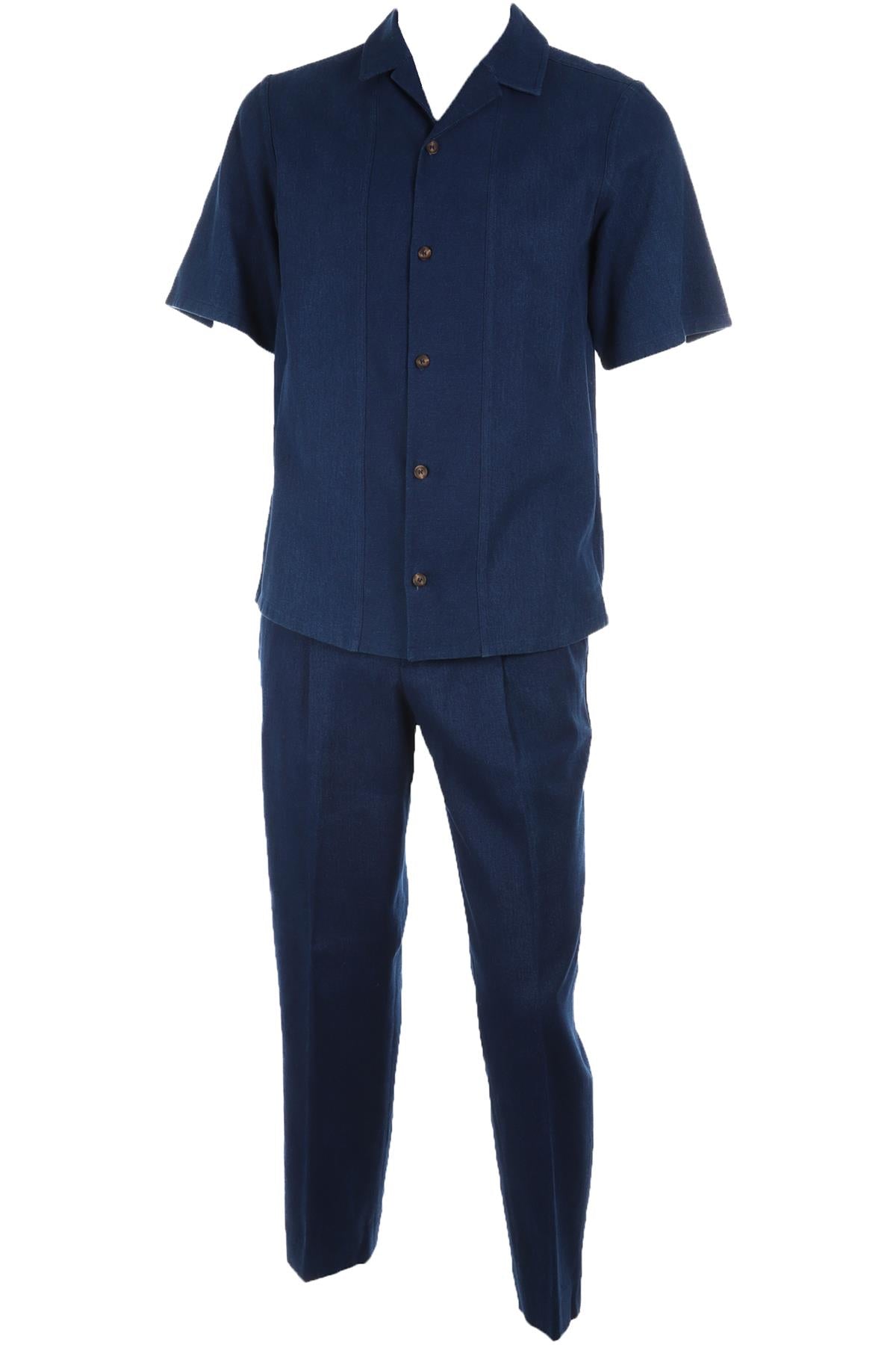 KING & TUCKFIELD BLUE MENS COTTON SHIRT AND TROUSERS SET SMALL