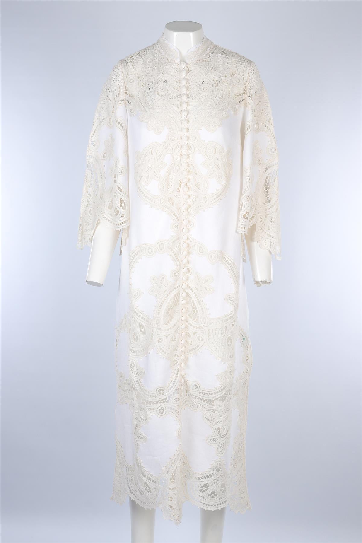 ZIMMERMANN WHITE LINEN MAXI DRESS UK 14