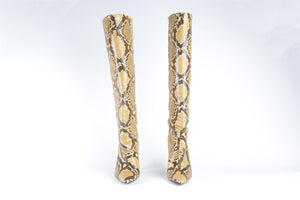 SAINT LAURENT YELLOW SNAKESKIN KNEE HIGH BOOTS EU 39.5 UK 6.5 US 9.5