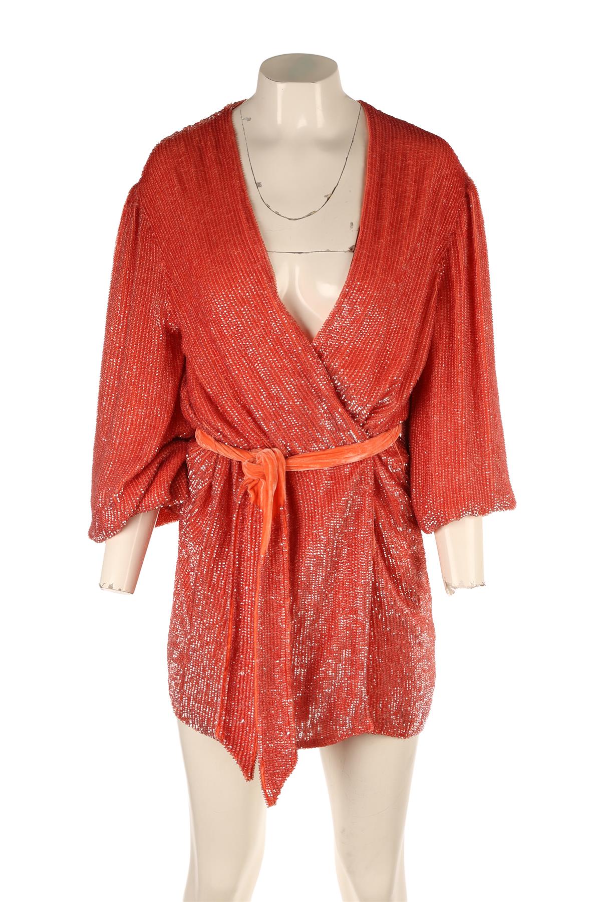 RETROFETE PINK SEQUIN MINI DRESS SMALL