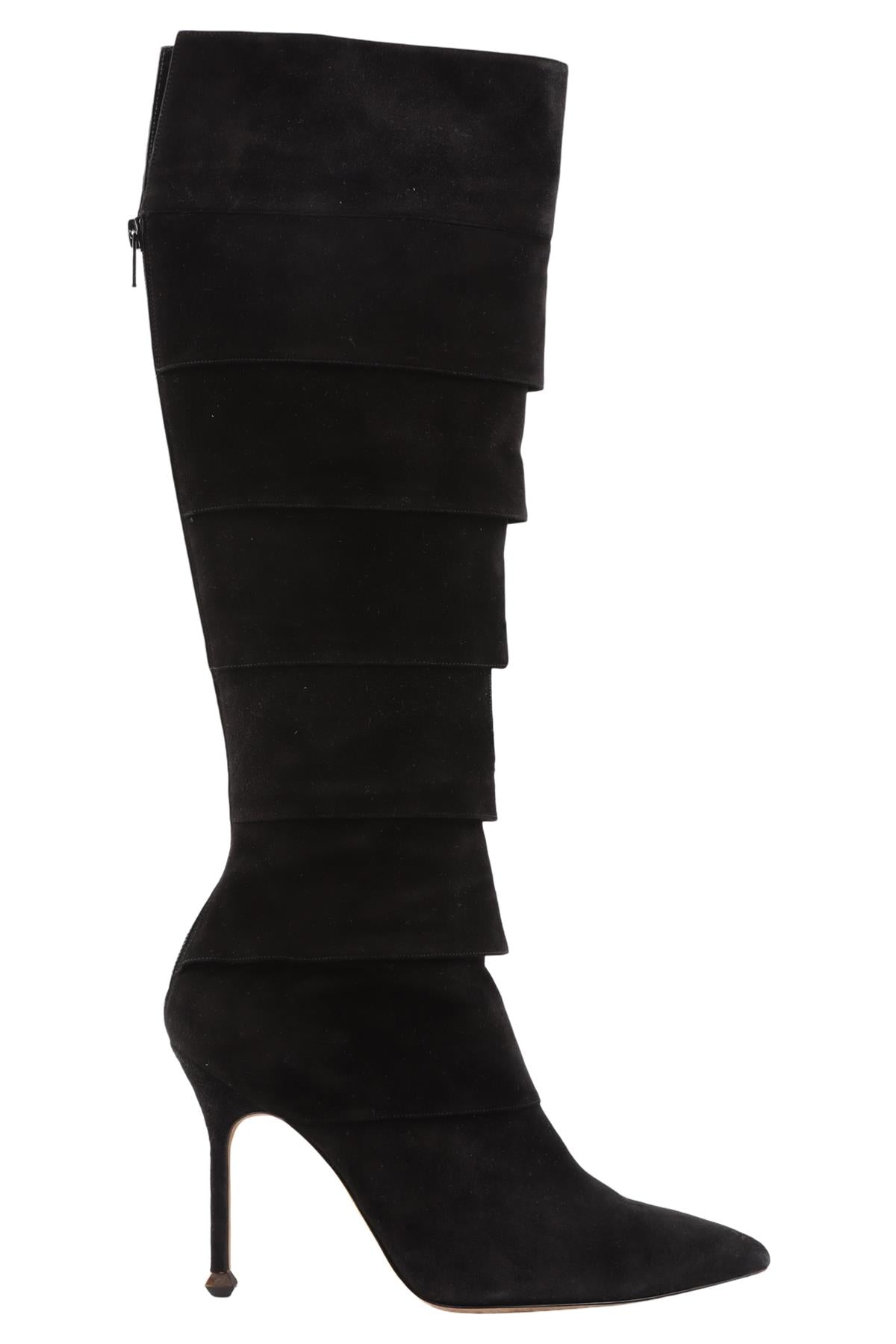 MANOLO BLAHNIK BLACK SUEDE KNEE HIGH BOOTS EU 38 UK 5 US 8