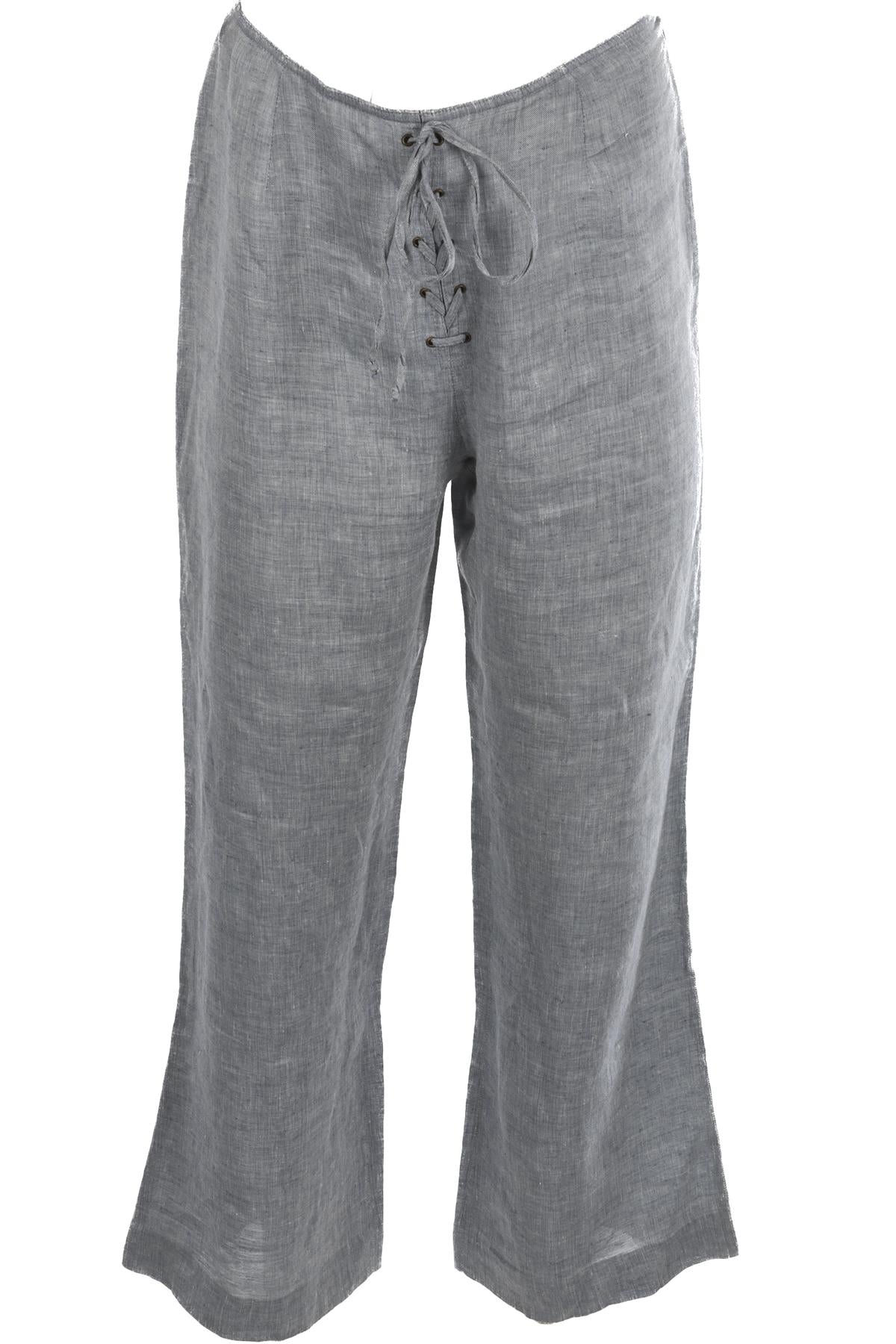CHRISTIAN DIOR BLUE LINEN STRAIGHT LEG PANTS FR 38 UK 10