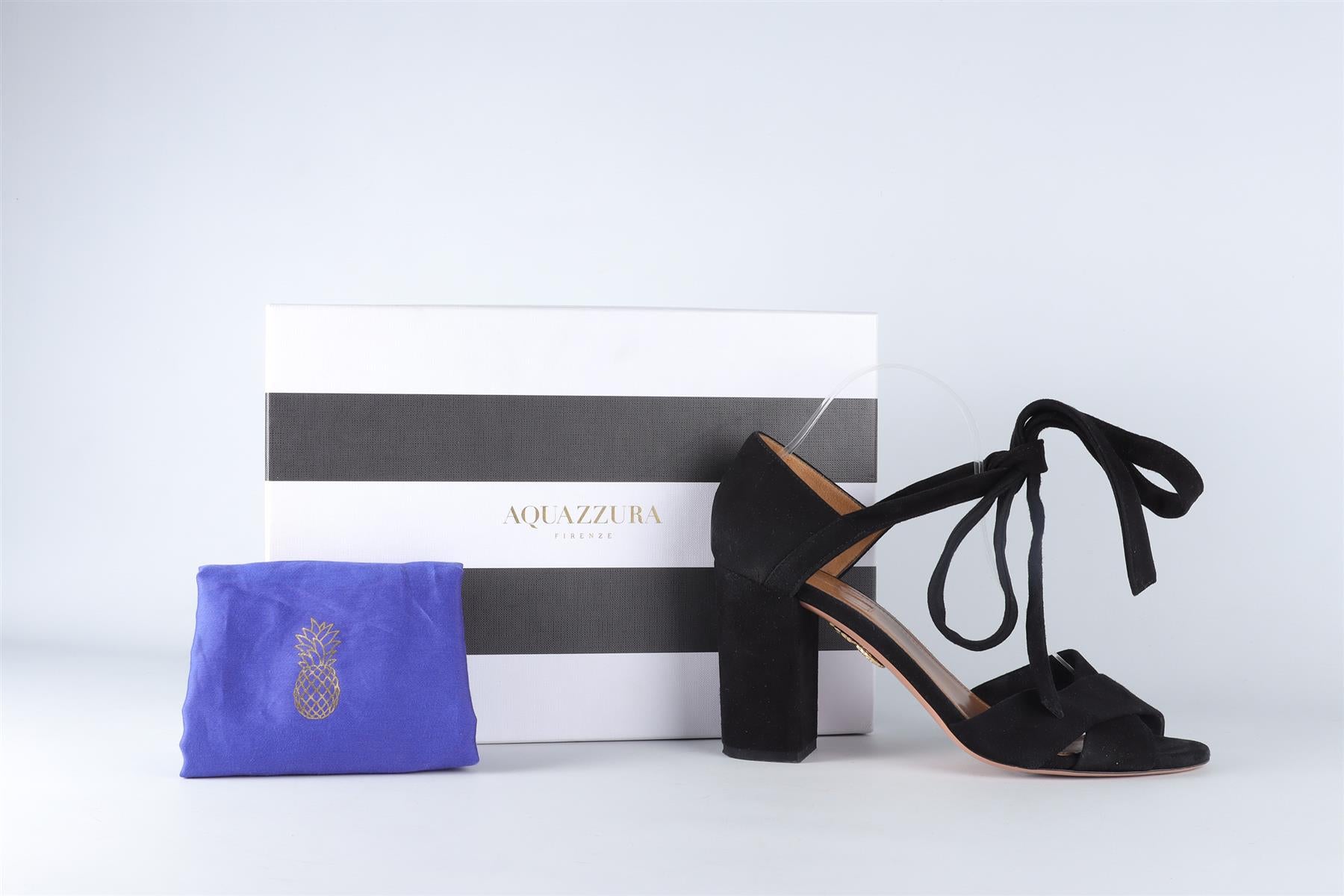 AQUAZZURA BLACK SUEDE SANDALS EU 40 UK 7 US 10