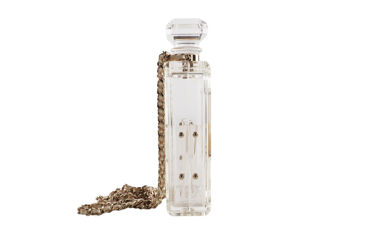 CHANEL NEUTRALS 2014 NO.5 PERFUME BOTTLE PLEXIGLASS SHOULDER BAG
