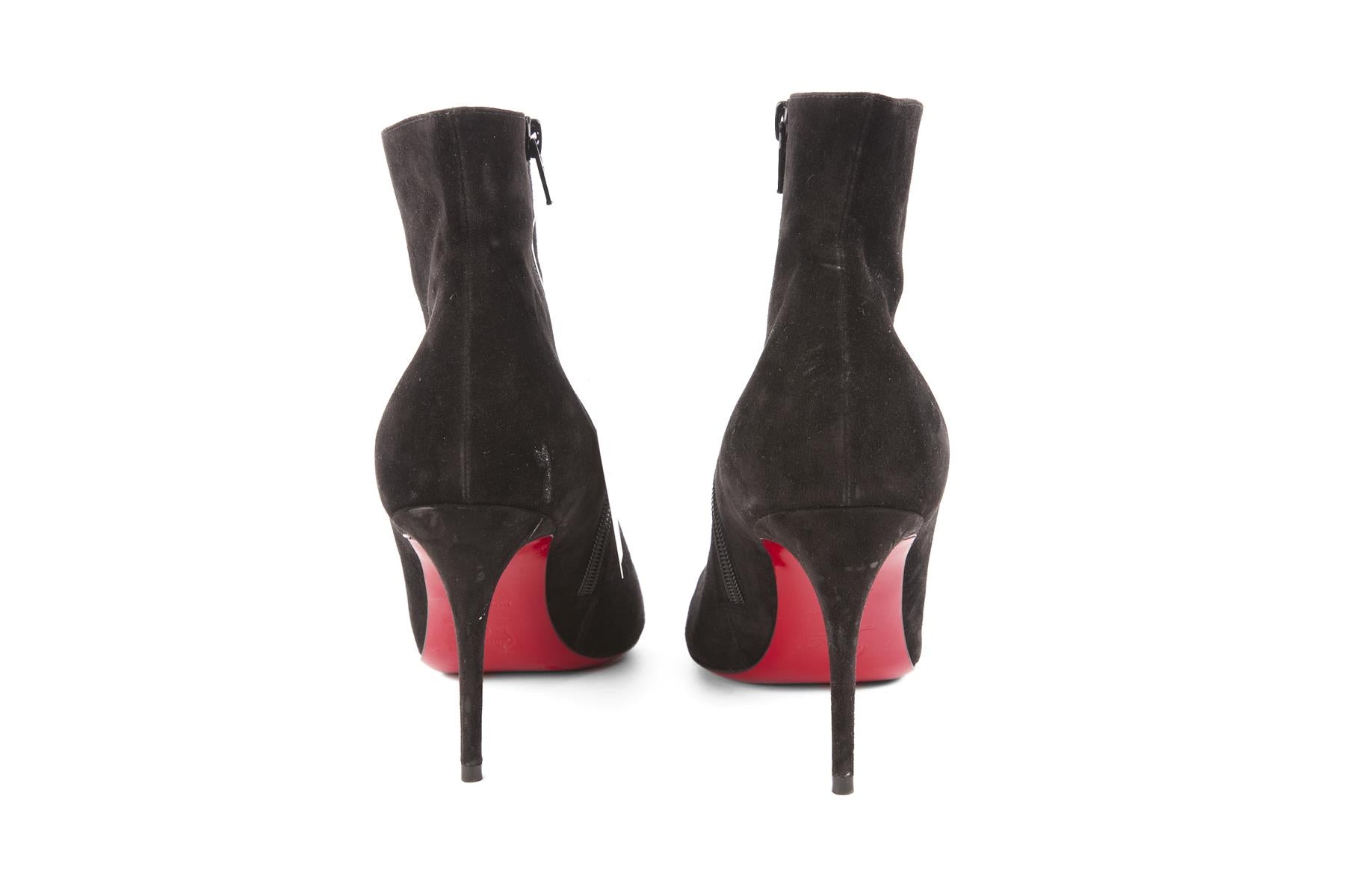 CHRISTIAN LOUBOUTIN BLACK SUEDE ANKLE BOOTS EU 39 UK 6 US 9