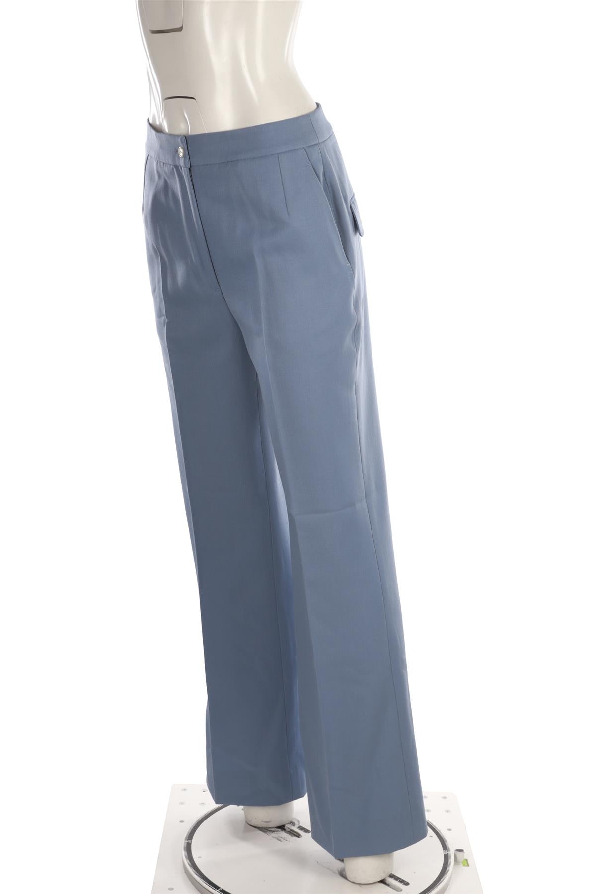 BLUE WOOL WIDE LEG PANTS