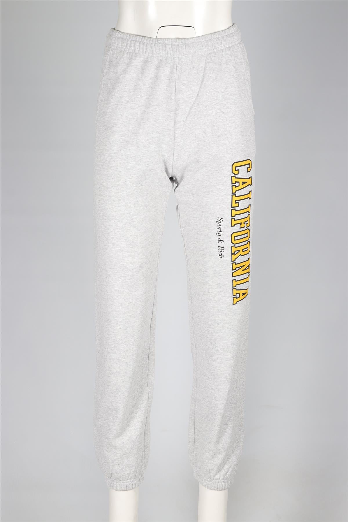SPORTY & RICH GREY COTTON TRACK PANTS XSMALL