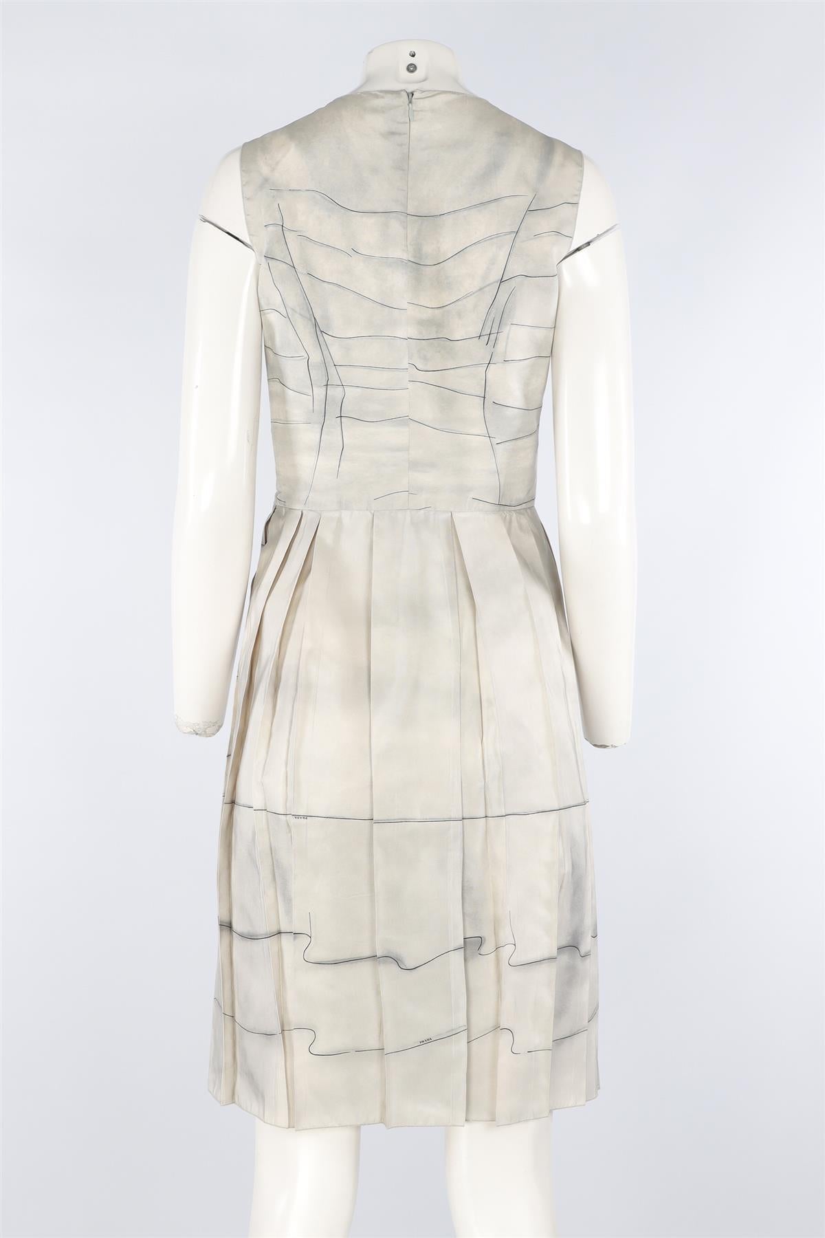 PRADA GREY SILK MIDI DRESS IT 42 UK 10