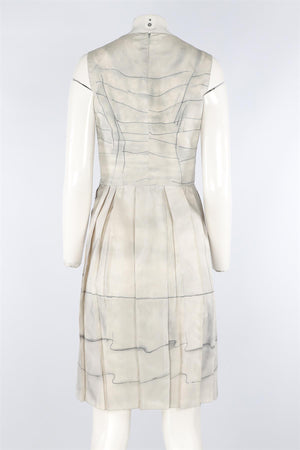 PRADA GREY SILK MIDI DRESS IT 42 UK 10