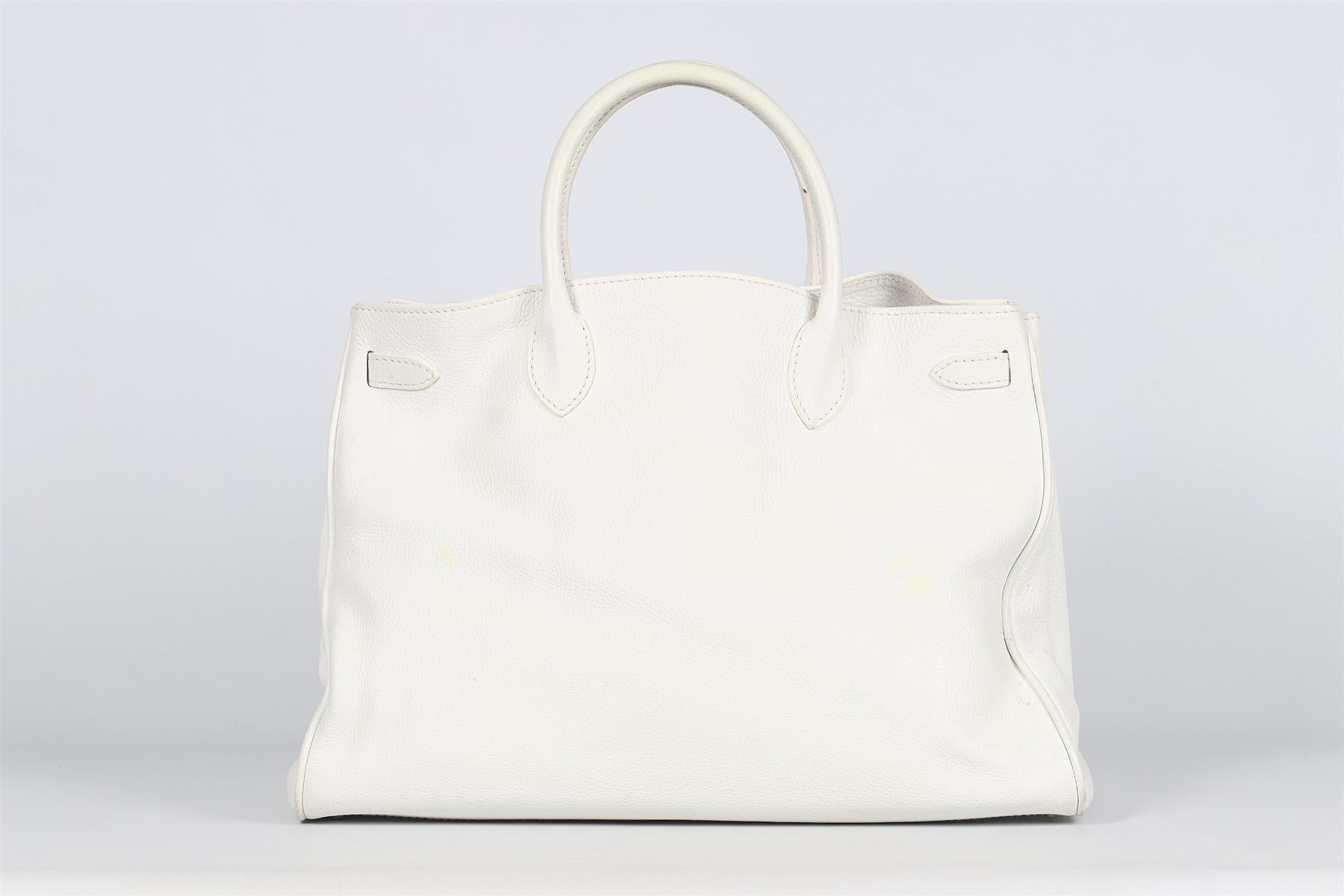 BAMFORD WHITE LEATHER TOTE BAG