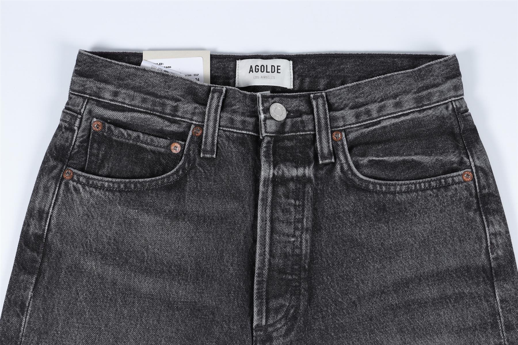 AGOLDE BLACK HIGH RISE STRAIGHT LEG JEANS W24 UK 6