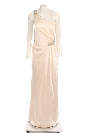 COLLETTE DINNIGAN CREAM SILK MAXI DRESS XSMALL